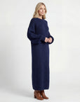 Robe Pull Femme Col Rond – Coupe Ample Manches Lanternes | Maille Mélange de Laine