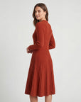 Robe midi femme en maille cachemire – Manches longues coupe décontractée