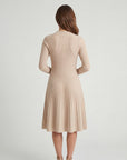 Robe midi femme en maille cachemire – Manches longues coupe décontractée