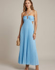 Robe Maxi Femme à Col Halter Plissée – Dos Noué Découpé