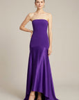 Robe Maxi Satin Soirée Violette Femme – Coupe Ajustée Sans Bretelles