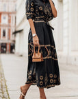 Robe Midi Bohème Femme en Tissu Léger – Taille Définie Silhouette Fluide