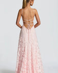 Robe Maxi Femme Dos Nu à Lacets – Corsage Ajusté | Dentelle Texturée