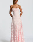 Robe Maxi Femme Dos Nu à Lacets – Corsage Ajusté | Dentelle Texturée