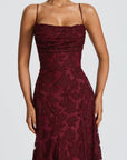 Robe Maxi Femme Dos Nu à Lacets – Corsage Ajusté | Dentelle Texturée