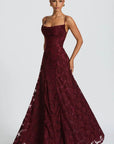 Robe Maxi Femme Dos Nu à Lacets – Corsage Ajusté | Dentelle Texturée