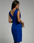 Robe midi sans manches femme en tissu tissé – Coupe ajustée col en V