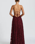 Robe Maxi Femme Dos Nu à Lacets – Corsage Ajusté | Dentelle Texturée