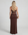 Robe femme en dentelle épaules dénudées – Coupe moulante maxi