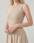 Robe midi femme sans manches en tissu – Coupe évasée ligne A