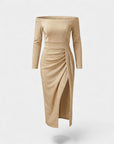 Robe Femme Épaule Dénudée en Maille Scintillante – Coupe Bodycon