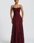 Robe Maxi Femme Dos Nu à Lacets – Corsage Ajusté | Dentelle Texturée