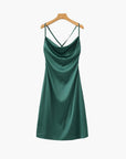 Robe Slip Femme en Satin 100% Soie – Col Drapé Élégant Coupe Biais