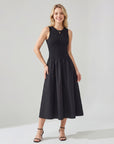 Robe midi femme sans manches en tissu – Coupe évasée ligne A