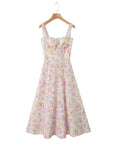 Robe Midi Femme Fleurie Coupe A-Line Coton – Haut Ajusté Jupe Fluide Légère