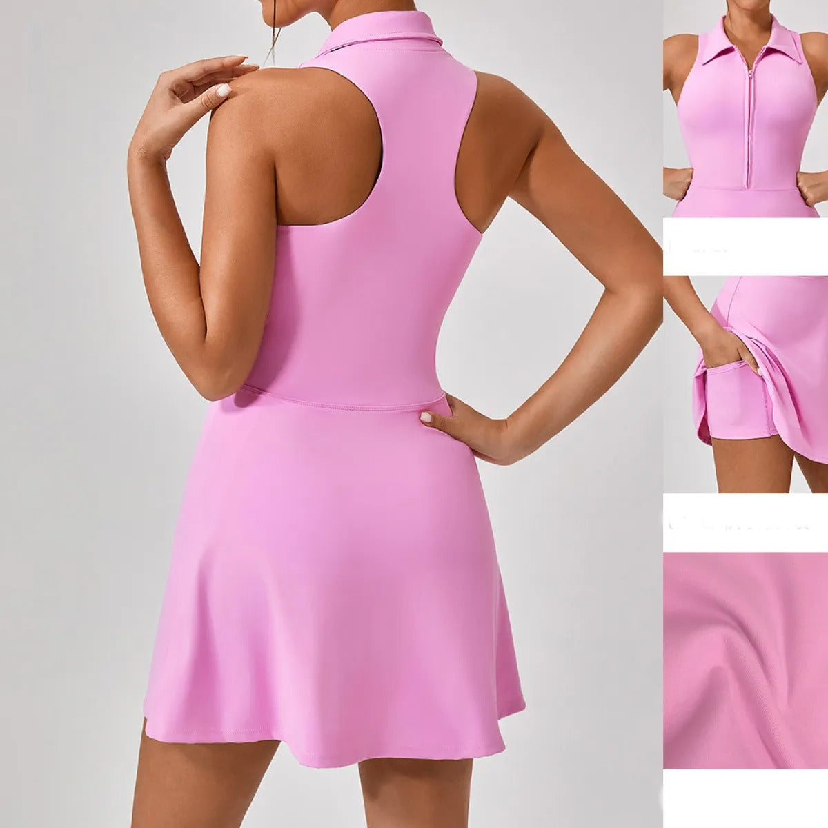 Robe Mini Femme en tissu léger, col polo, coupe confortable – Menvelo