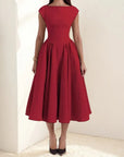 Robe Midi Femme Sans Manches Dos Nu – Col Rond Fluide