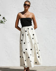 Robe Longue Femme Tube à Pois – Silhouette Gainante Effet Patchwork