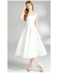 Robe Midi Femme à Bretelles Vintage – Coupe Ajustée Sans Manches