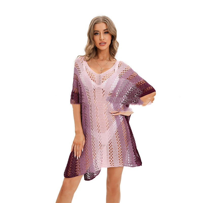 Robe Mini Femme en tissu léger, col V, coupe fluide – Menvelo