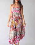 Robe Longue Femme Fleurie Fente Latérale – Légère Sans Manches Bretelles Ajustables