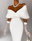 Robe Midi Femme Épaules Dénudées – Ceinturée Coupe Bodycon Structurée