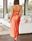 Robe Femme Dos Nu en Satin Tricoté – Encolure Croisée