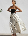 Robe Longue Femme Tube à Pois – Silhouette Gainante Effet Patchwork