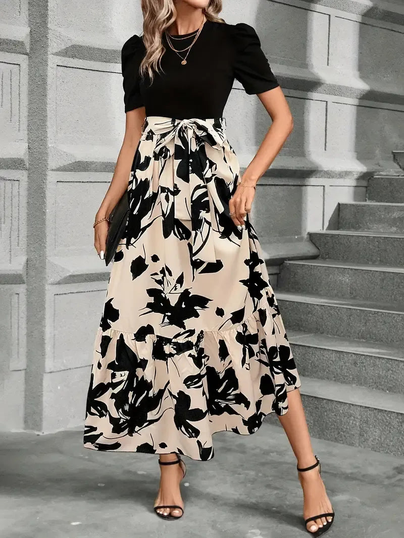 Robe Maxi Femme – Ceinture Nœud Papillon Fluide
