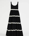 Robe Longue Femme Sans Manches – Imprimé Ondulé Col U Coupe Évasée