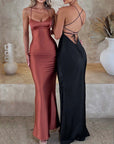 Robe Femme Satin – Dos Nu avec Lacets
