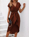 Robe Femme Manches Courtes Ample – Détail Passepoil Décontracté