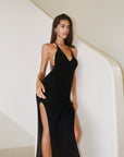 Robe Maxi Dos Nu Maille Côtelée Femme – Coupe Slim Sans Manches Resortwear