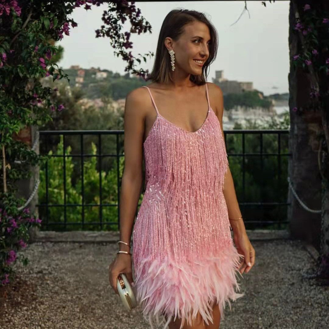 Robe Mini Femme en tissu léger, à bretelles, coupe confortable – Menvelo