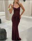 Robe Longue Moulante Froncée pour Femme – Robe de Soirée à Empiècement Transparent