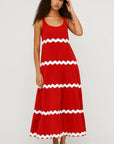 Robe Longue Femme Sans Manches – Imprimé Ondulé Col U Coupe Évasée