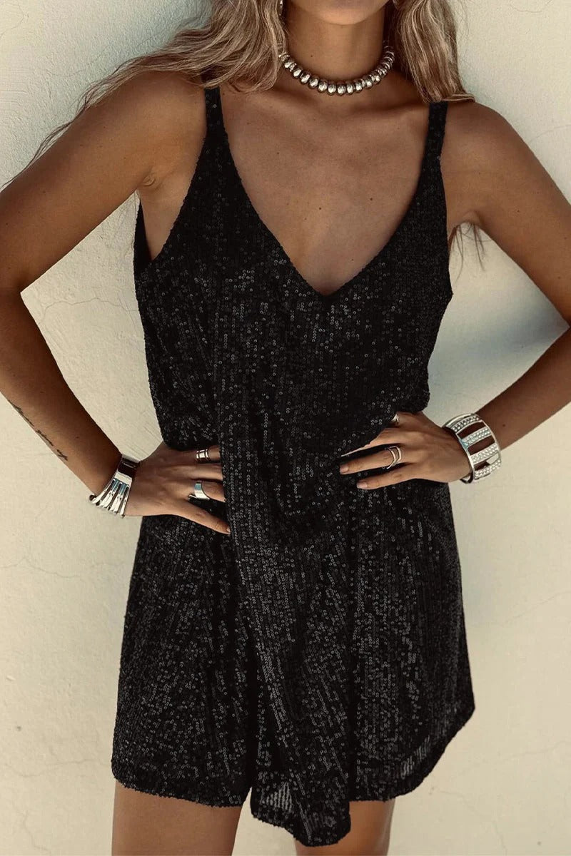 Robe Mini Femme en tissu léger, à paillettes, coupe moulante – Menvelo