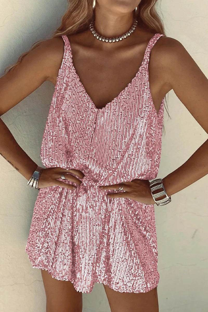Robe Mini Femme en tissu léger, à paillettes, coupe moulante – Menvelo