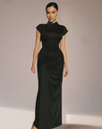 Robe Maxi Femme Encolure Asymétrique – Dos à Lacets Coupe Slim