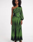 Robe Longue Femme Asymétrique à Imprimé – Épaule Dénudée Élégante