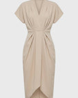 Robe Midi Femme à Portefeuille – Coupe Élégante et Plissée