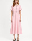 Robe Midi Femme avec Détails Nœud – Silhouette Romantique et Fluide