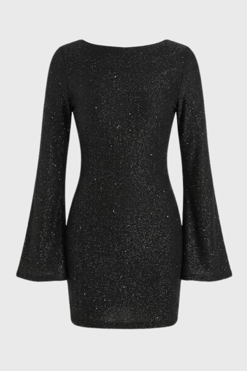 Robe Mini Femme en tissu léger, à paillettes, coupe moulante – Menvelo