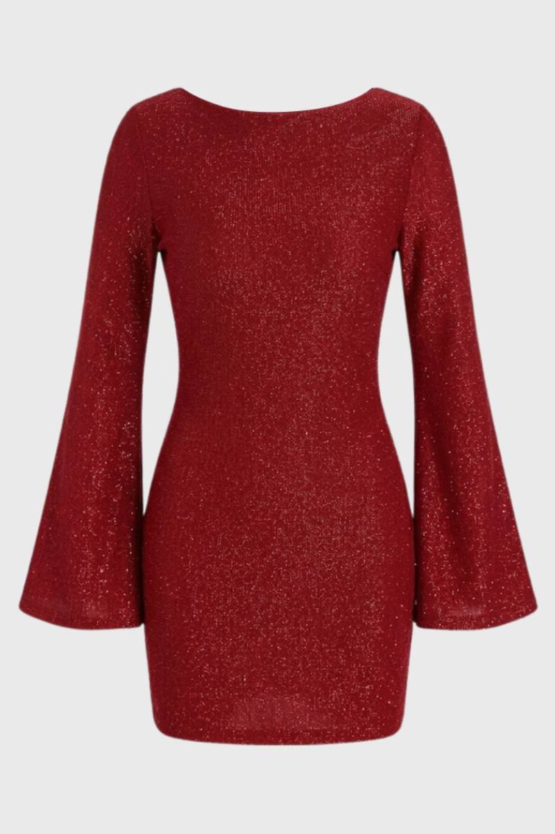 Robe Mini Femme en tissu léger, à paillettes, coupe moulante – Menvelo