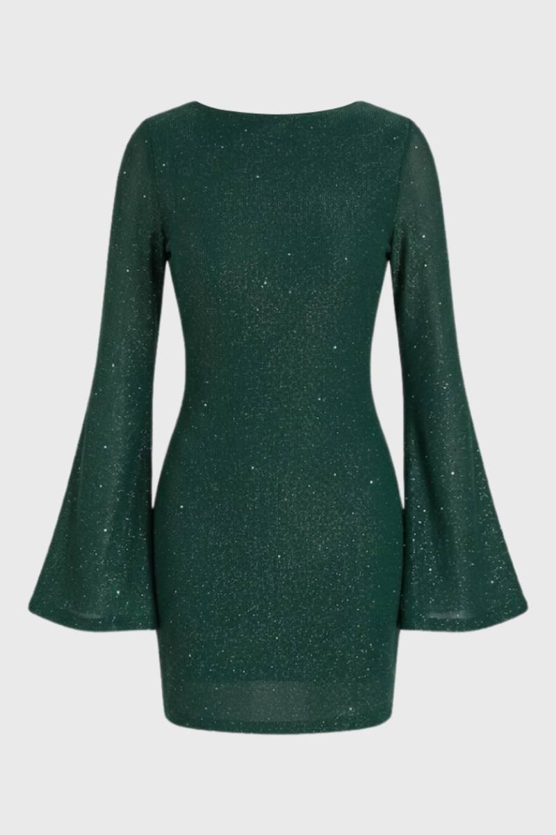 Robe Mini Femme en tissu léger, à paillettes, coupe moulante – Menvelo