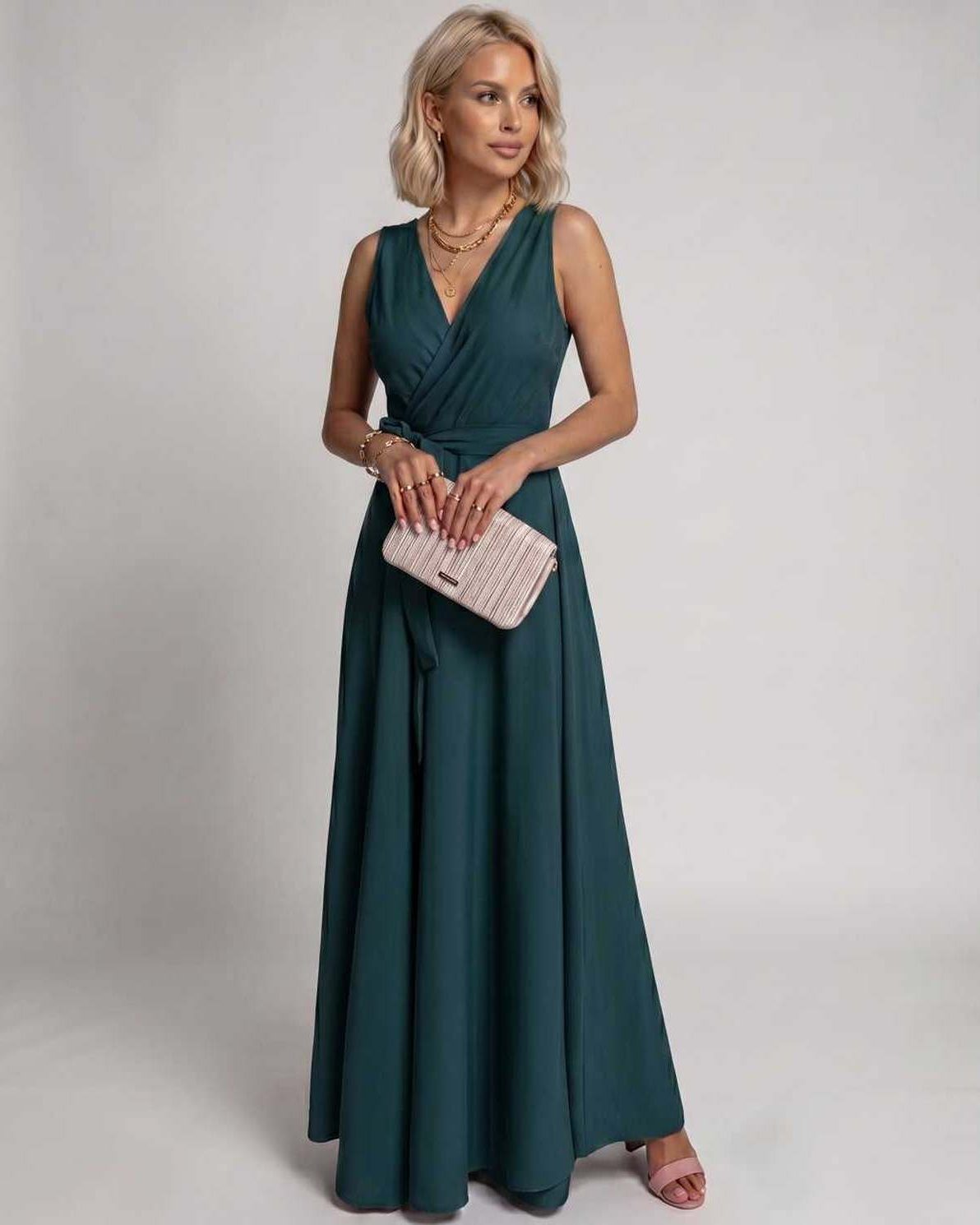 Robe Maxi Satinée | Robe Longue Cache-Cœur | Menvelo