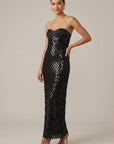 Robe Longue Femme à Sequins – Bustier Cœur Sans Bretelles
