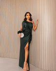 Robe Maxi Une Épaule Femme – Fente Latérale Sculptante