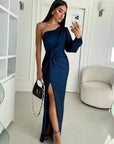 Robe Maxi Une Épaule Femme – Fente Latérale Sculptante