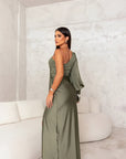 Robe Maxi Une Épaule Femme – Fente Latérale Sculptante